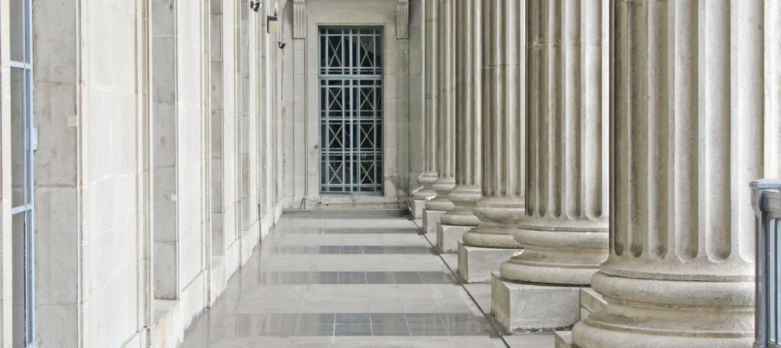 Courthouse colonnade with stone columns
